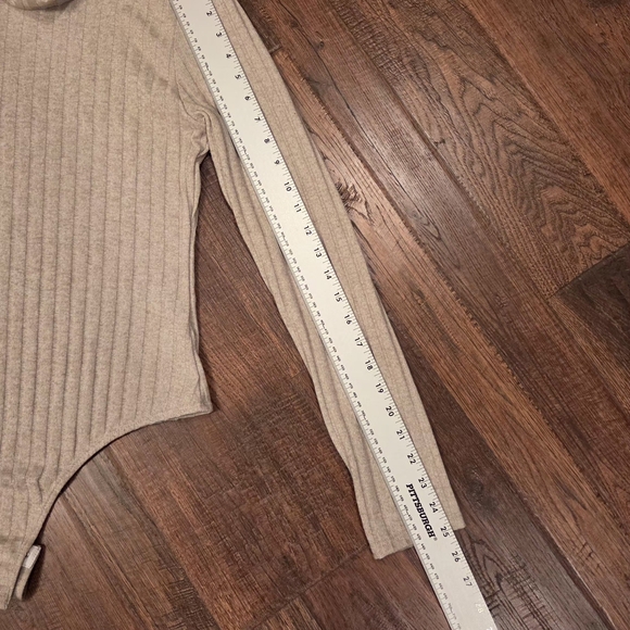 Lulus Ribbed Beige Turtleneck Bodysuit - Picture 6 of 9